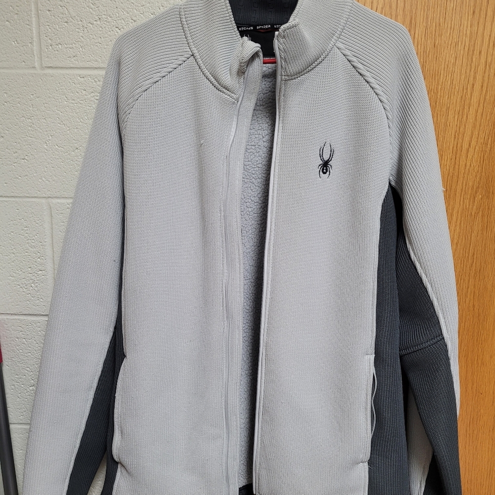 Spyder Full Zip Embroidered Jacket  Gray Black LOGO